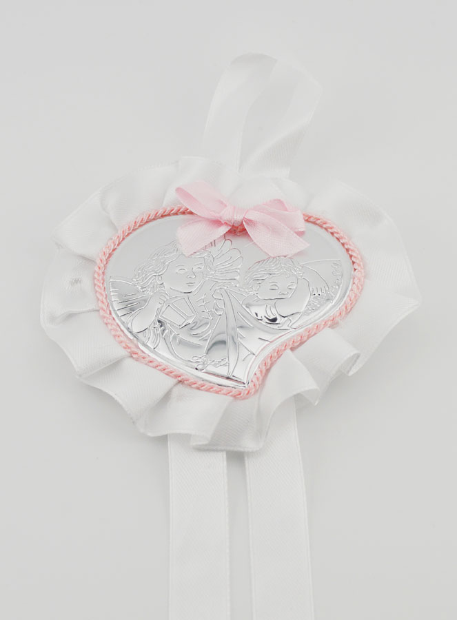 Cadeau de Baptême - Médaille de Berceau Coeur & Ange Gardien (pic 2)