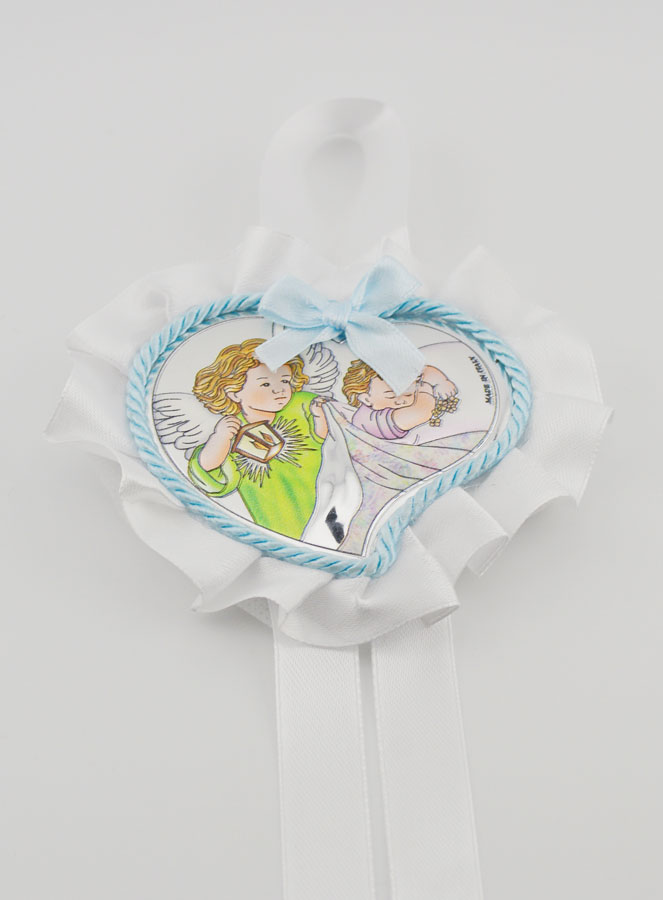 Cadeau de Baptême - Médaille de Berceau Coeur & Ange Lanterne (pic 2)