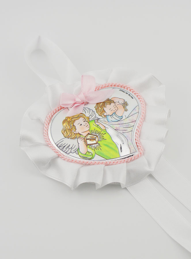 Cadeau de Baptême - Médaille de Berceau Coeur & Ange Lanterne (pic 3)