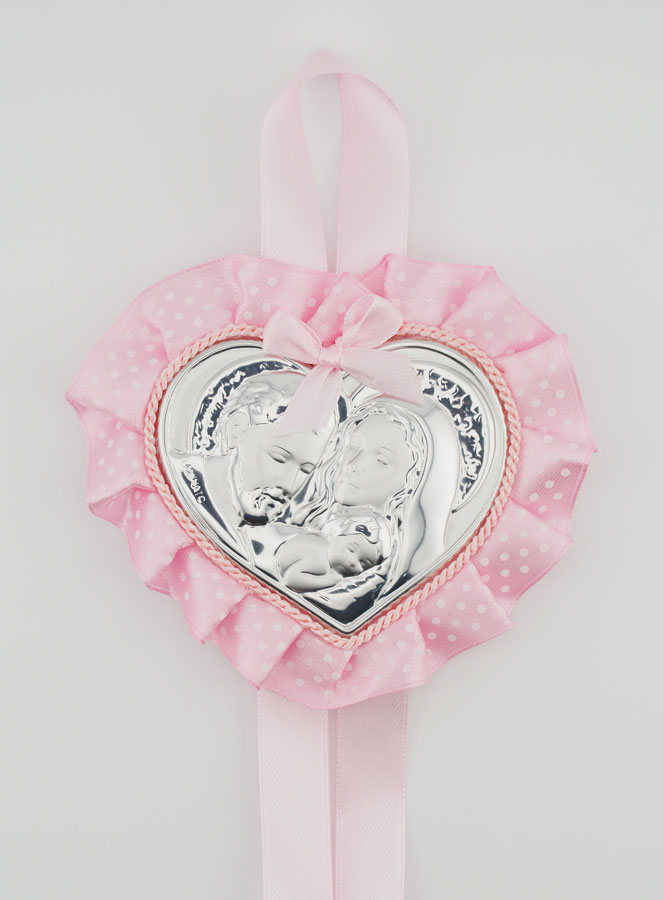 Cadeau de Baptême - Médaille de Berceau Coeur Sainte Famille (pic 1)