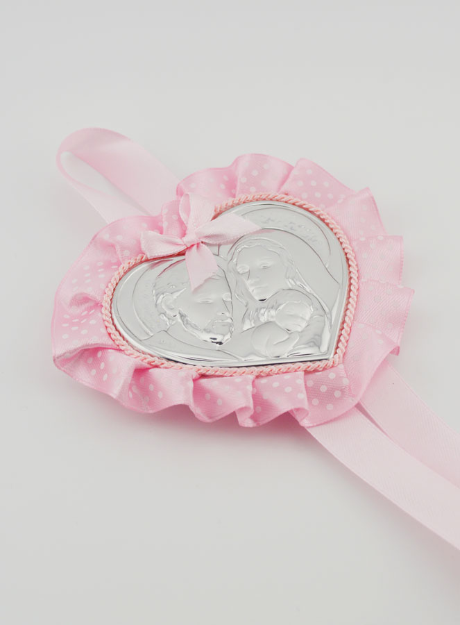 Cadeau de Baptême - Médaille de Berceau Coeur Sainte Famille (pic 3)