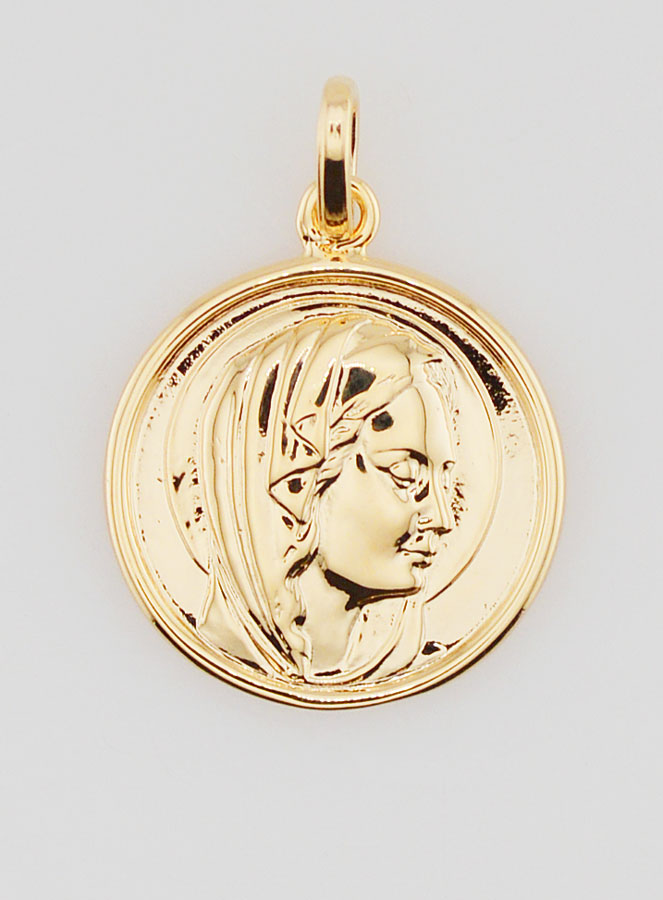 Médaille Vierge Marie Plaqué Or - 17mm (pic 1)