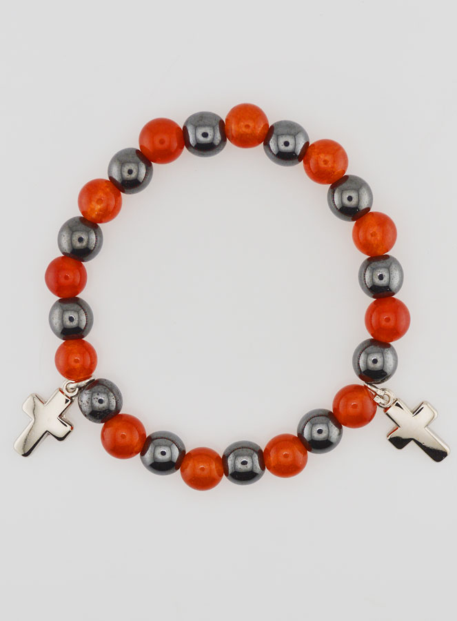 Bracelet Avec Croix - Hématite & Cornaline (pic 1)