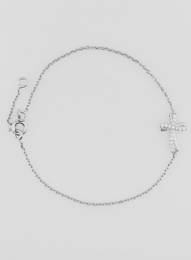 Bracelet Religieux en Argent & Croix Strass (pic 1)