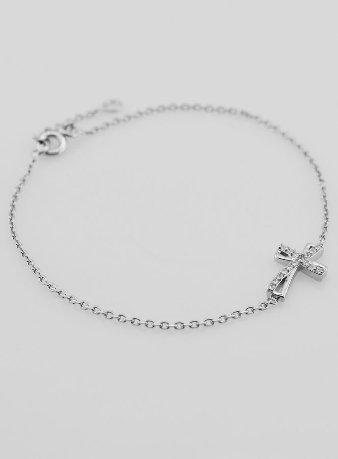 Bracelet Religieux en Argent & Croix Strass (pic 3)