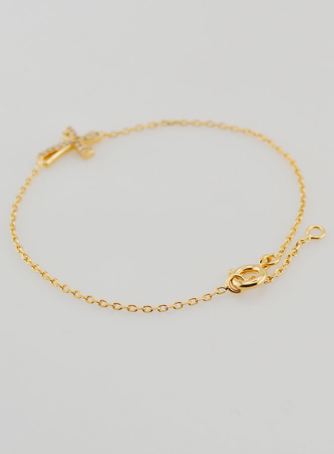 Bracelet Religieux en Plaqué Or & Croix Strass (pic 4)