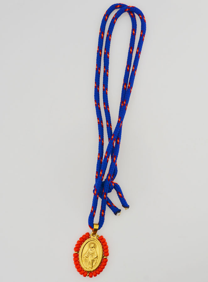 Médaille Miraculeuse Perles Rouges - Cordon (pic 3)
