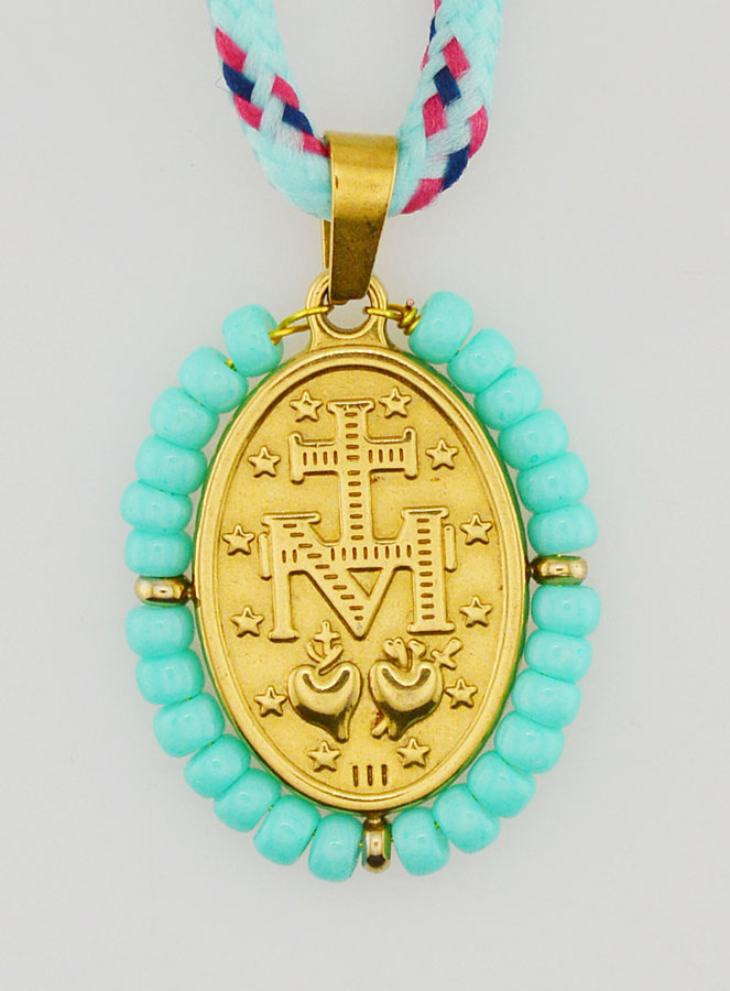 Collier Cordon Miraculeuse & Perles Vertes (pic 2)