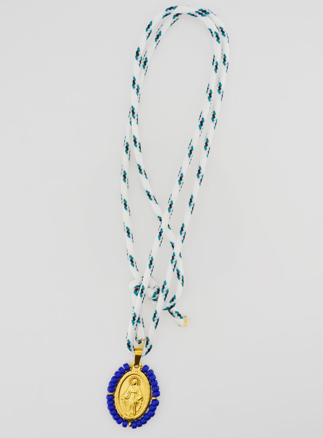 Médaille Miraculeuse Perles Bleues & Cordon (pic 3)