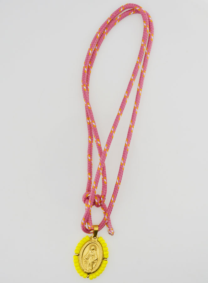 Collier Cordon Miraculeuse & Perles Jaunes (pic 3)