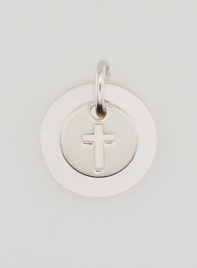 Médaille Jeton Argent & Nacre - Croix (pic 1)