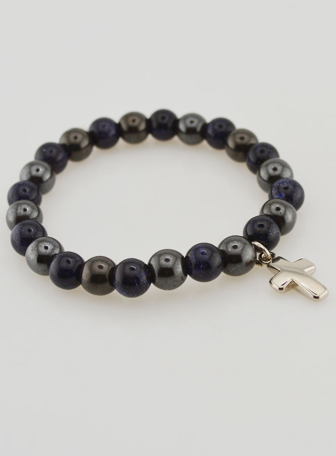 Bracelet Pierres Naturelles - Hématite & Soleil Bleu (pic 4)