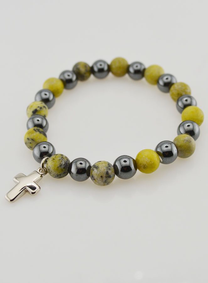 Bracelet Avec Croix - Hématite & Serpentine (pic 3)