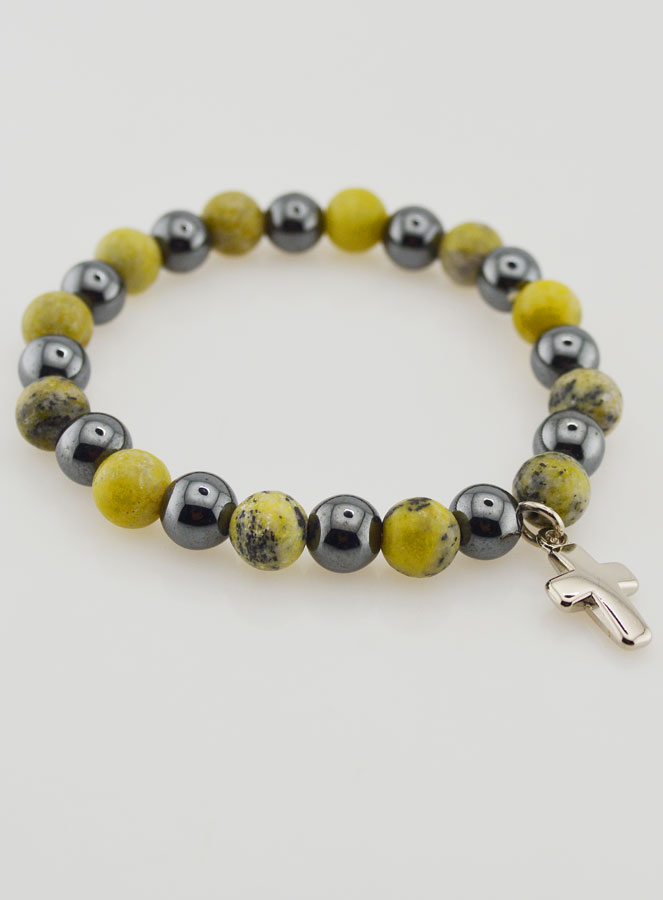 Bracelet Avec Croix - Hématite & Serpentine (pic 4)