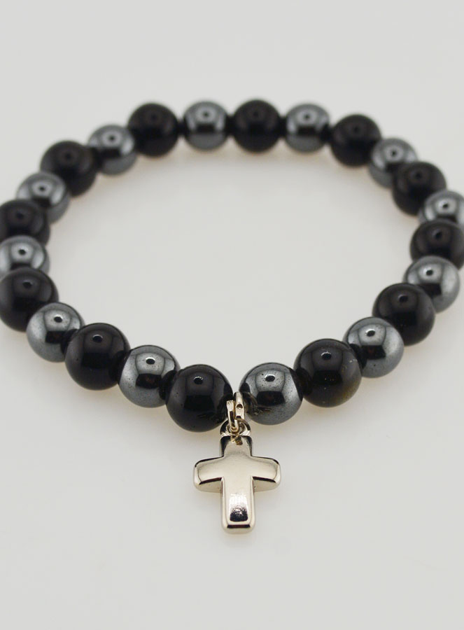 Bracelet Pierres Naturelles - Hématite & Obsidienne Dorée (pic 2)