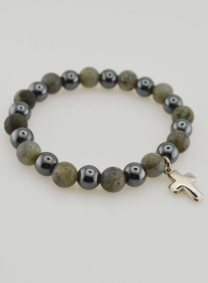 Bracelet Avec Croix - Hématite & Labradorite (pic 4)