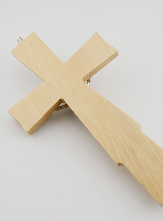 Crucifix à Suspendre en Bois Clair - 20cm (pic 4)