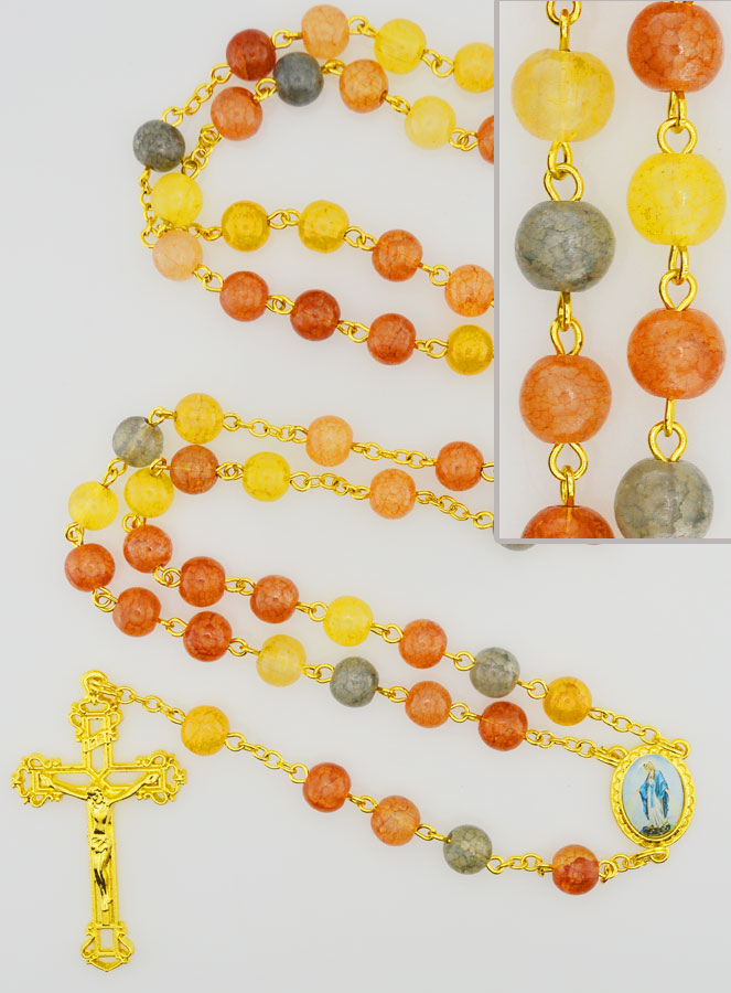 Chapelet Vierge Miraculeuse Grains en Verre - Multicolore (pic 1)