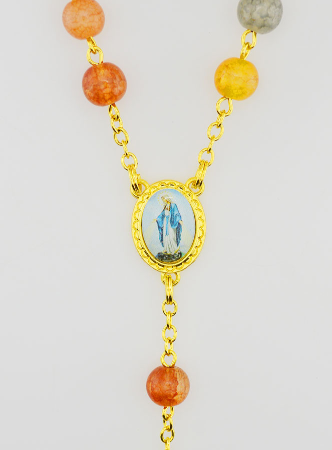 Chapelet Vierge Miraculeuse Grains en Verre - Multicolore (pic 4)