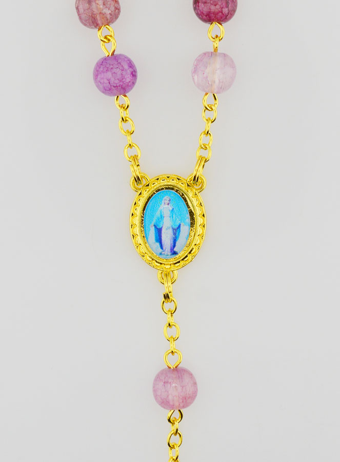 Chapelet Vierge Miraculeuse Grains en Verre - Violet (pic 4)