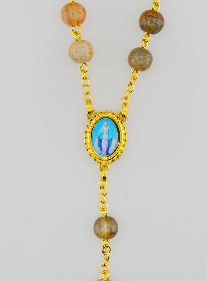 Chapelet Perles de Verre Marron - Miraculeuse (pic 4)
