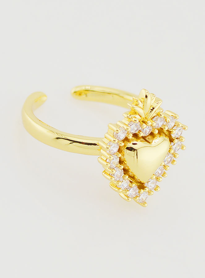 Bague Ex Voto Ajustable Laiton Doré & Strass (pic 3)