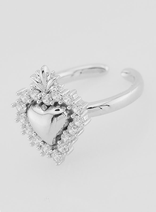 Bague Ex Voto Ajustable Laiton Argenté & Strass (pic 2)