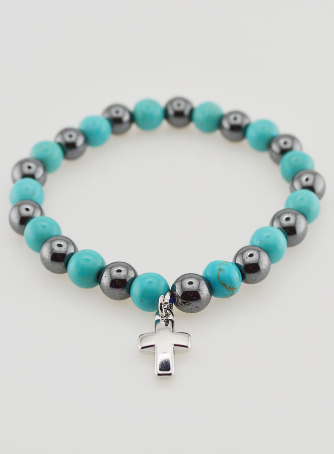 Bracelet en Pierres Naturelles - Hématite & Turquoise (pic 2)