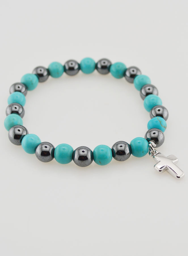 Bracelet en Pierres Naturelles - Hématite & Turquoise (pic 4)