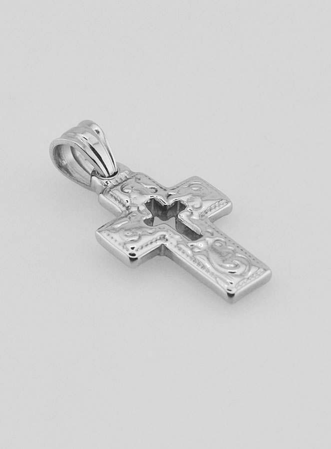 Pendentif Croix Ajourée en Inox -  25mm (pic 3)
