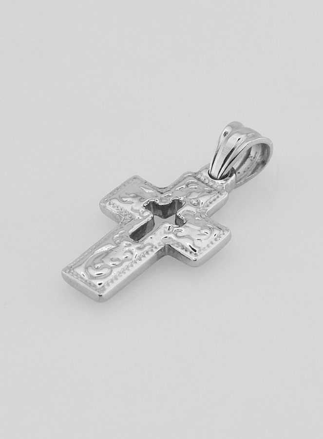 Pendentif Croix Ajourée en Inox -  25mm (pic 4)