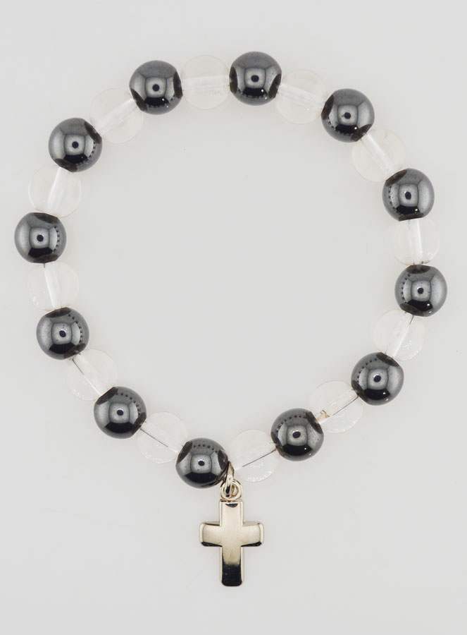 Bracelet en Pierres Naturelles Hématite & Cristal de Roche (pic 1)