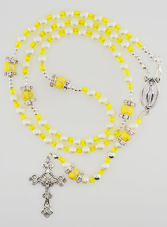 Chapelet Ouvrant Vierge Marie - Perles Jaunes (pic 1)