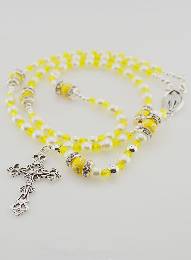 Chapelet Ouvrant Vierge Marie - Perles Jaunes (pic 2)