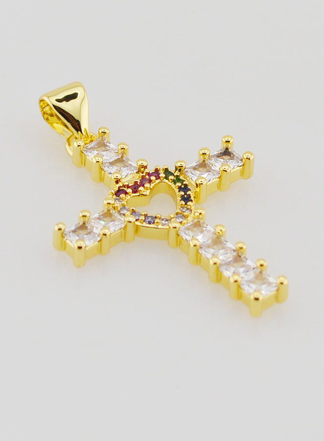 Pendentif Croix Coeur Oxydes de Zirconiums - 25mm (pic 2)