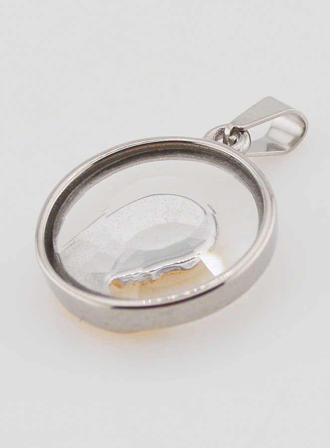 Médaille Vierge Marie en Prière 20mm - Verre & Inox (pic 4)