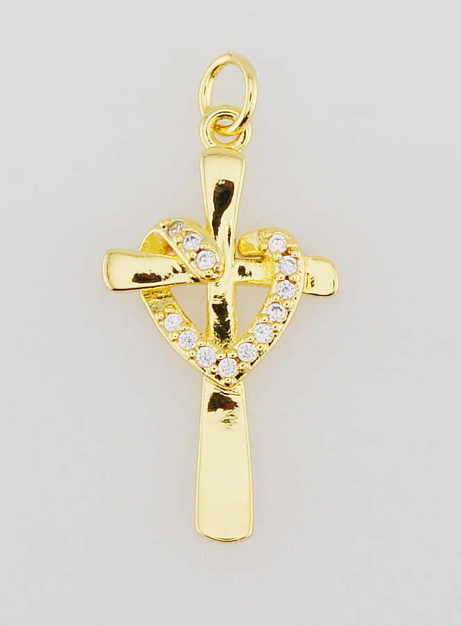 Pendentif Croix Coeur Enlacé - 25mm (pic 1)