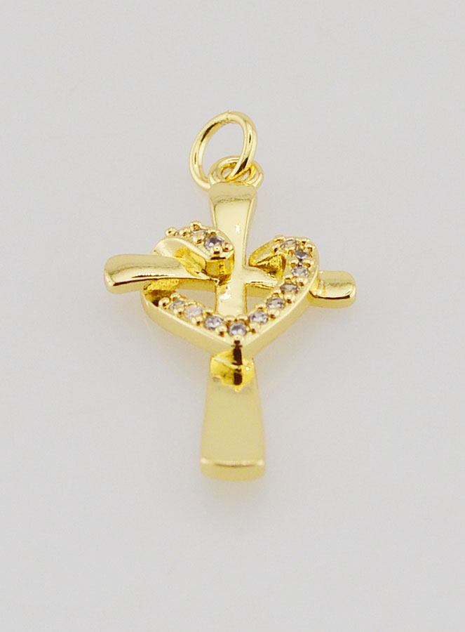 Pendentif Croix Coeur Enlacé - 25mm (pic 2)