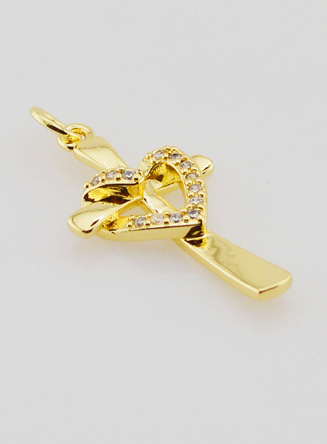 Pendentif Croix Coeur Enlacé - 25mm (pic 3)