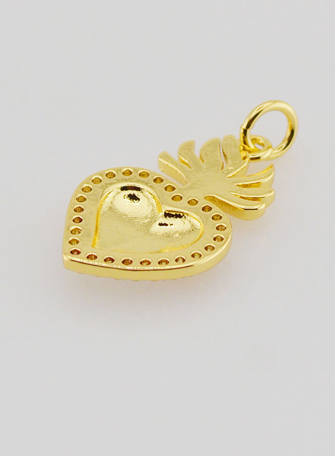 Pendentif Ex-Voto en Laiton Doré & Émail - 20mm (pic 4)