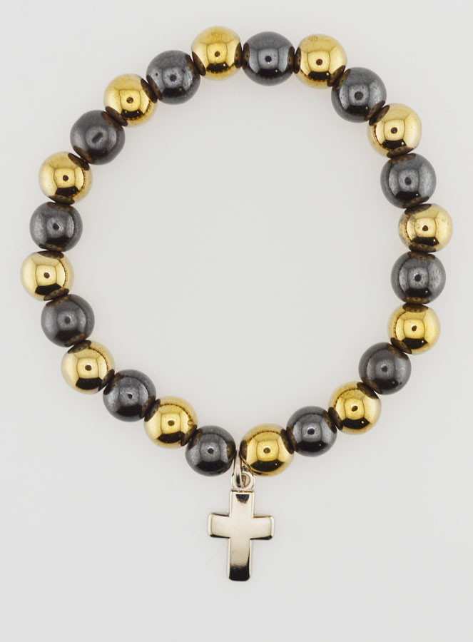 Bracelet Religieux avec Croix - Hématite & Pyrite (pic 1)