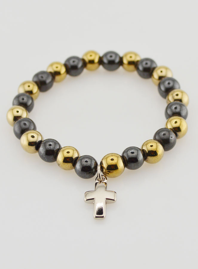 Bracelet Religieux avec Croix - Hématite & Pyrite (pic 2)
