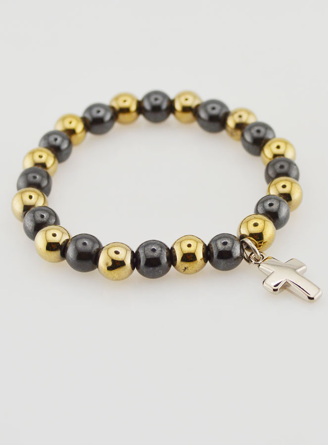 Bracelet Religieux avec Croix - Hématite & Pyrite (pic 3)