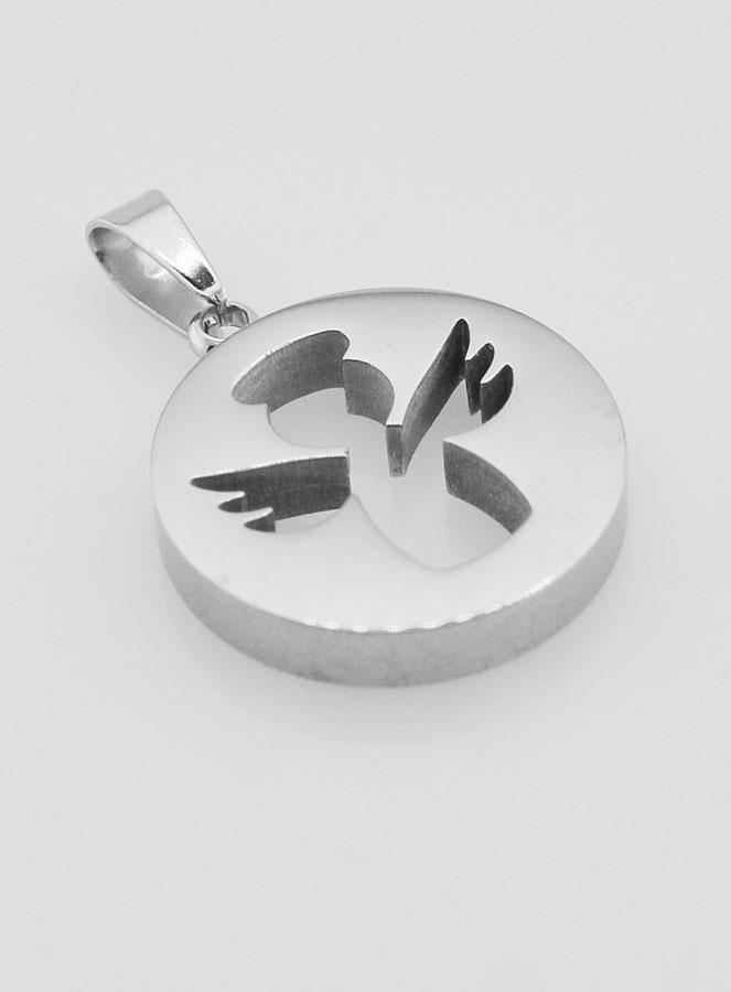 Médaille Ange Gardien Ajourée en Inox - 18mm (pic 3)