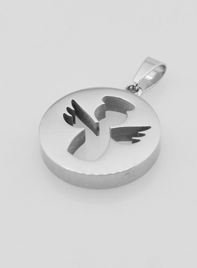 Médaille Ange Gardien Ajourée en Inox - 18mm (pic 4)