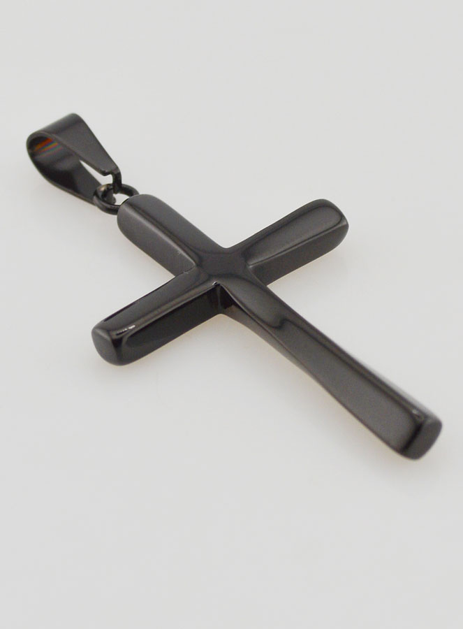 Pendentif Croix Torsadée en Inox Noir - 45mm (pic 3)