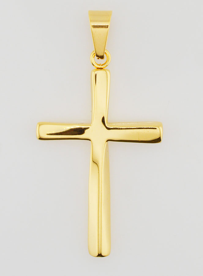 Pendentif Croix Torsadée en Inox Doré - 45mm (pic 1)