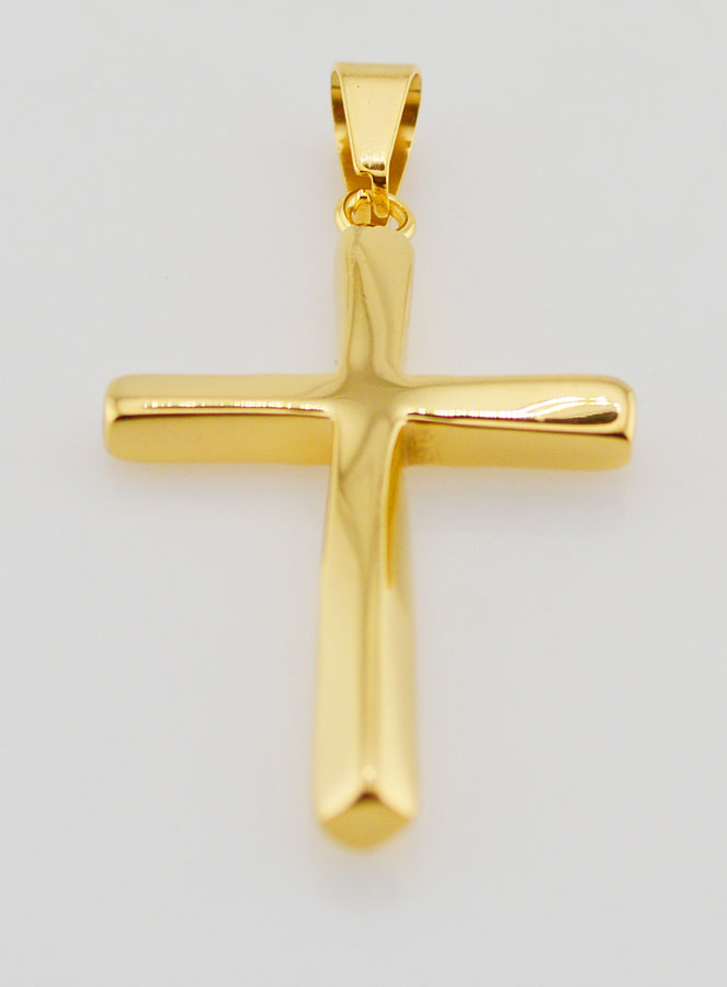 Pendentif Croix Torsadée en Inox Doré - 45mm (pic 2)