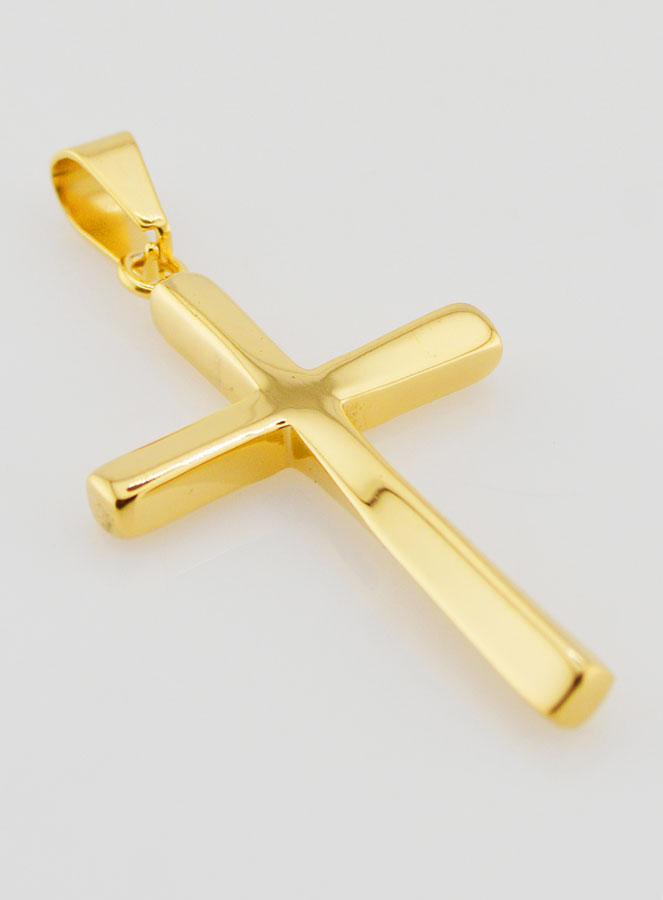 Pendentif Croix Torsadée en Inox Doré - 45mm (pic 3)