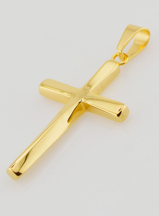 Pendentif Croix Torsadée en Inox Doré - 45mm (pic 4)